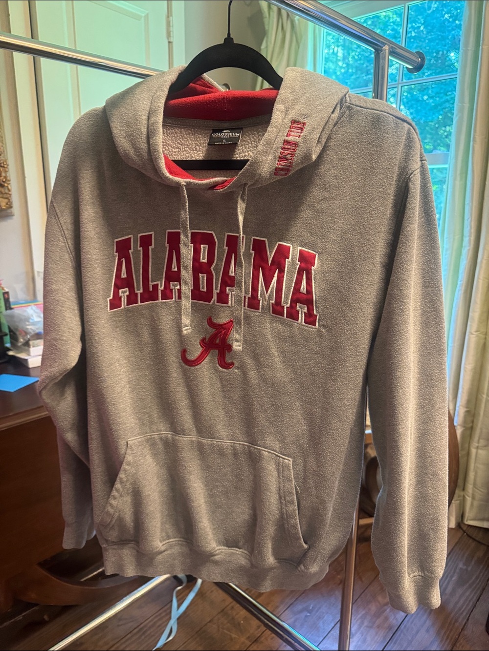 Colosseum Gray and Crimson Alabama Crewneck Sweatshirt